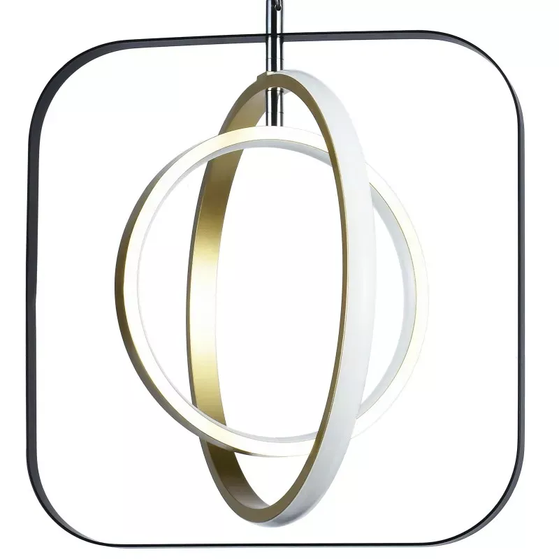 Aluminiowa lampa wisząca LED 30W 6500K zimna czarno-złotowa 35x31x150cm - 8433325318819