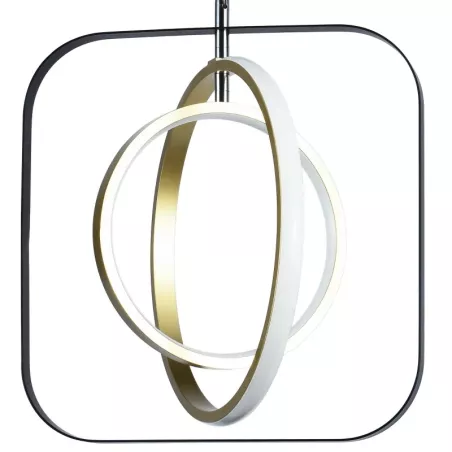Aluminiowa lampa wisząca LED 30W 6500K zimna czarno-złotowa 35x31x150cm - 8433325318819