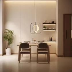 Aluminiowa lampa wisząca LED 30W 2700K ciepła czarno-złotowa 35x31x150cm - 8433325318802