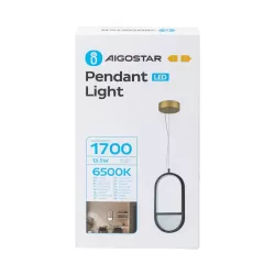 Aluminiowa lampa wisząca LED 13,5W 6500K zimna czarno-złotowa 16x12x120cm - 8433325318772
