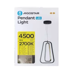 Aluminiowa lampa wisząca LED 36W 2700K ciepła czarno-złotowa 34.5x27x150cm - 8433325318789