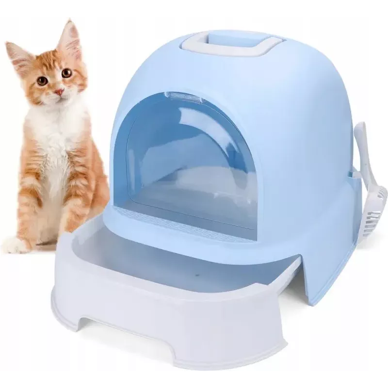 Zabudowana kuweta dla kota z łopatką do żwirku wymiary 52x42x38.5cm - 8719138049950