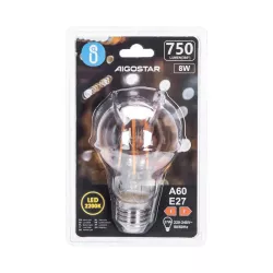 Żarówka LED 8W/230V Filament A60 E27 barwa bursztynowa 750lm - 8433325196431