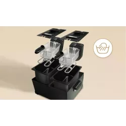 Podwójna frytkownica ze stali nierdzewnej i tacką 6L moc max 3600w - 8433325211936