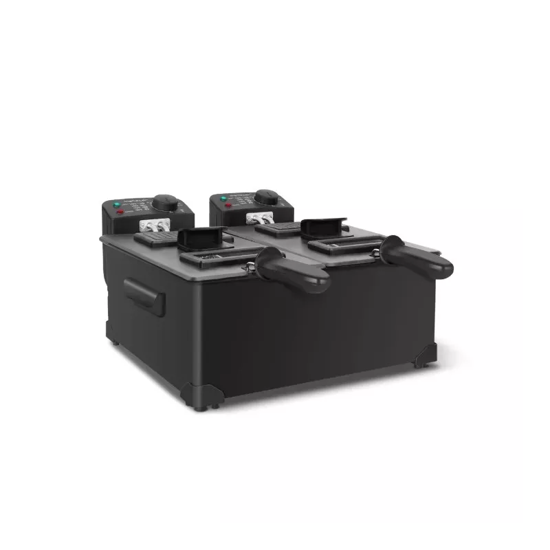 Podwójna frytkownica ze stali nierdzewnej i tacką 6L moc max 3600w - 8433325211936