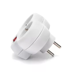 Francuski adapter dwudrożny z wyłącznikiem 16A biały - 8433325196578