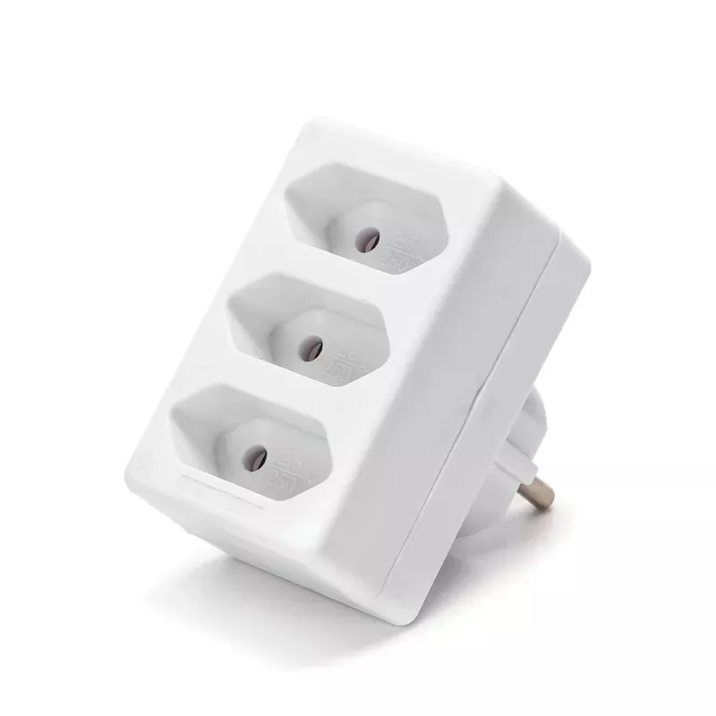 Francuski adapter trójdrożny bez wyłącznika 2,5A biały - 8433325196615