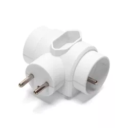 Francuski adapter trójdrożny bez wyłącznika 2*16A + 1*2,5A biały - 8433325196677