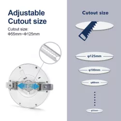 Downlight okrągły LED E6 12W Regulowana wielkość i temperatura - 8433325196868