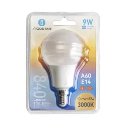 Żarówka diodowa biała ciepła LED A60 E14 9W - 8433325175542