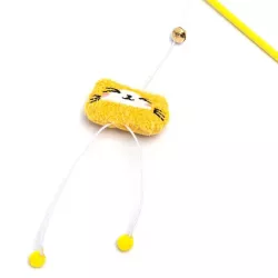 Wędka dla kota 45cm z główką kota, kulkami kocimiętką i dzwonkiem - 8719138204595