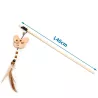 Wędka dla kota 40cm z główką kota, piórkami kocimiętką i dzwonkiem - 8719138204601