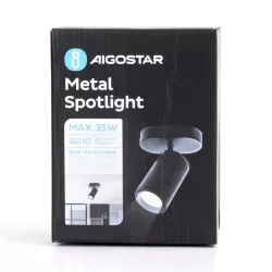 Reflektor sufitowy z regulacją kąta na jedną żarówkę GU-10 metalowy - 8433325343415