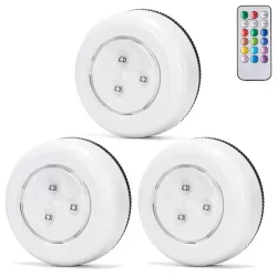 3xLampka nocna RGB kolorowa z pilotem do sterowania na 3 baterie AAA - 8433325338961