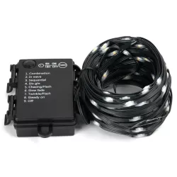 Lampki choinkowe 15mb sznur 150 led na baterie białe ciepłe 8 funkcji - 8433325297329