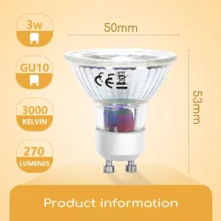 LED GU10 COB 3W - 8433325197421