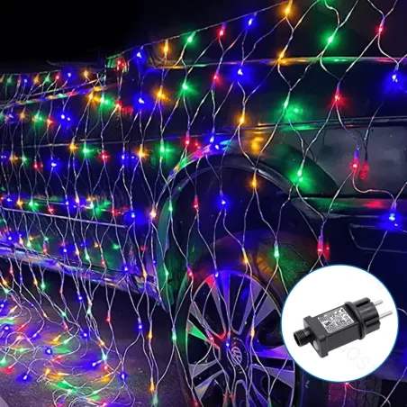 Siatka 100 led 1.5x1.5m kolorowa kurtyna zewnętrzna niskonapięciowa - 8433325381400