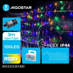 Siatka 100 led 1.5x1.5m kolorowa kurtyna zewnętrzna niskonapięciowa - 8433325381400