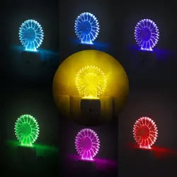 Lampka nocna kolorowe słoneczko 30lm RGB z czujnikiem nocy wtykana - 8433325197476