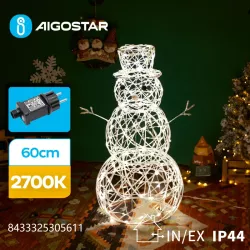 Świecący bałwan 60cm wysokości barwa biała ciepła akrylowy 230/31V 3.6W - 8433325305611