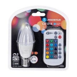 Żarówka świecowa LED C37 E14 4,8W RGB wielobarwna sterowana pilotem - 8433325197582