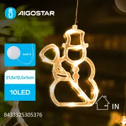 Zawieszka na baterie z przyssawką w kształcie bałwana, Ciepła biel - 8433325305376