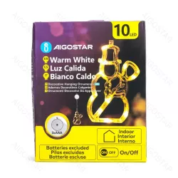 Zawieszka na baterie z przyssawką w kształcie bałwana, Ciepła biel - 8433325305376