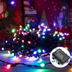 Lampki choinkowe-sznur na 3 baterie AA 200LED 10m kolorowe RGBY - 8433325297732