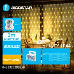 Płaska taśma świetlna siatkowa na 3 baterie AA, Ciepła biel, 3m - 8433325298258