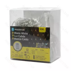 Płaska taśma świetlna siatkowa na 3 baterie AA, Ciepła biel, 3m - 8433325298258