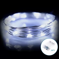 Taśma świetlna z drutu miedzianego na baterie guzikowe, Zimna biel, - 8433325297121