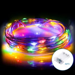 Taśma świetlna z drutu miedzianego na baterie guzikowe, RGBY, 4 m - 8433325297145