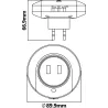 Lampka nocna LED z czujnikiem nocy i dwoma portami ładowarki USB 2.1A - 8433325220655