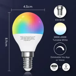 Inteligentna żarówka LED G45 E14 Wi-Fi 5W - 8433325202040