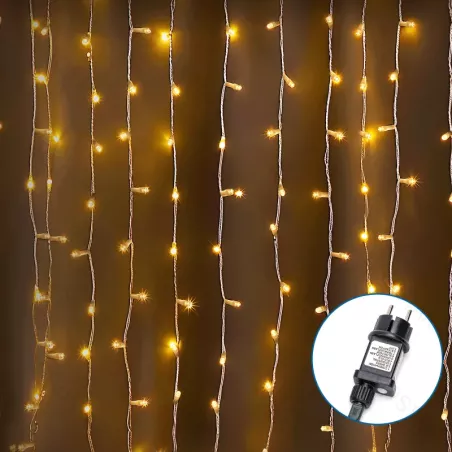 Sople 100 led 25 białych ciepłych 20cm zwisów na 5m kablu z zasilaczem - 8433325300159