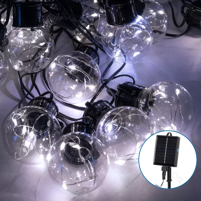 Solarna taśma świetlna G50 z drutu miedzianego, Zimna biel, 5m - 8433325329112