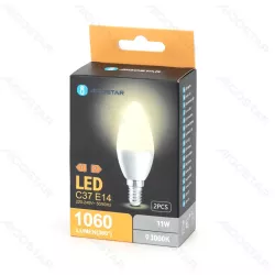 Żarówka LED 11W 3000K 1170lm białe ciepłe świecowe C37 E14 opak. 2szt - 8433325387327