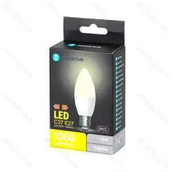 Żarówka LED 11W 4000K 1060lm neutralne świecowe C37 E27 opak. 2szt - 8433325387402