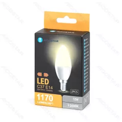 Żarówka LED 12W 3000K 1170lm świecowa C37 E14 2szt białe ciepła - 8433325387563