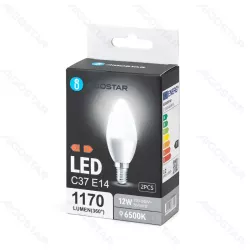 Żarówka LED 12W 6500K 1170lm biała zimna świecowa C37 E14 opak. 2szt - 8433325387600