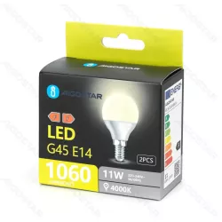 Żarówka LED 11W 4000K 1060lm biała kulka G45 E14 2szt białe neutralne - 8433325387822