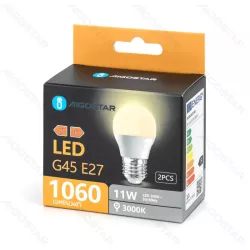 Żarówka LED 11W 3000K 1060lm biała kulka G45 E27 2szt białe ciepłe - 8433325387860