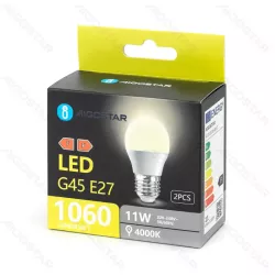 Żarówka LED 11W 4000K 1060lm biała kulka G45 E27 2szt białe neutralne - 8433325387884