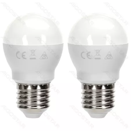 Żarówka LED 11W 6500K 1060lm biała kulka G45 E27 2szt białe zimne - 8433325387907