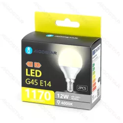 Żarówka LED 12W 4000K 1170lm biała kulka G45 E14 2szt białe neutralne - 8433325388065