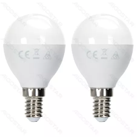 Żarówka LED 12W 6500K 1170lm biała kulka G45 E14 2szt białe zimne - 8433325388089