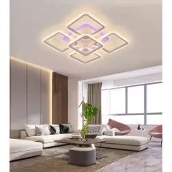 Żyrandol LED RGB Kwadrat Plafon Lampa Sufitowa Kwadratowa Biała - 5905965398573