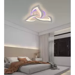 Lampa Sufitowa RGB Kwiat Lotosu do Sypialni Biała Żyrandol LED z Pilotem - 5905965398641