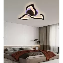 Lampa Sufitowa RGB Kwiat Lotosu do Sypialni Czarna Żyrandol LED z Pilotem - 5905965398634