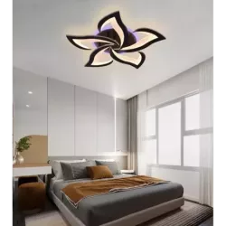 Lampa Sufitowa RGB Kwiat Lotosu do Sypialni Czarna Żyrandol LED z Pilotem - 5905965398511